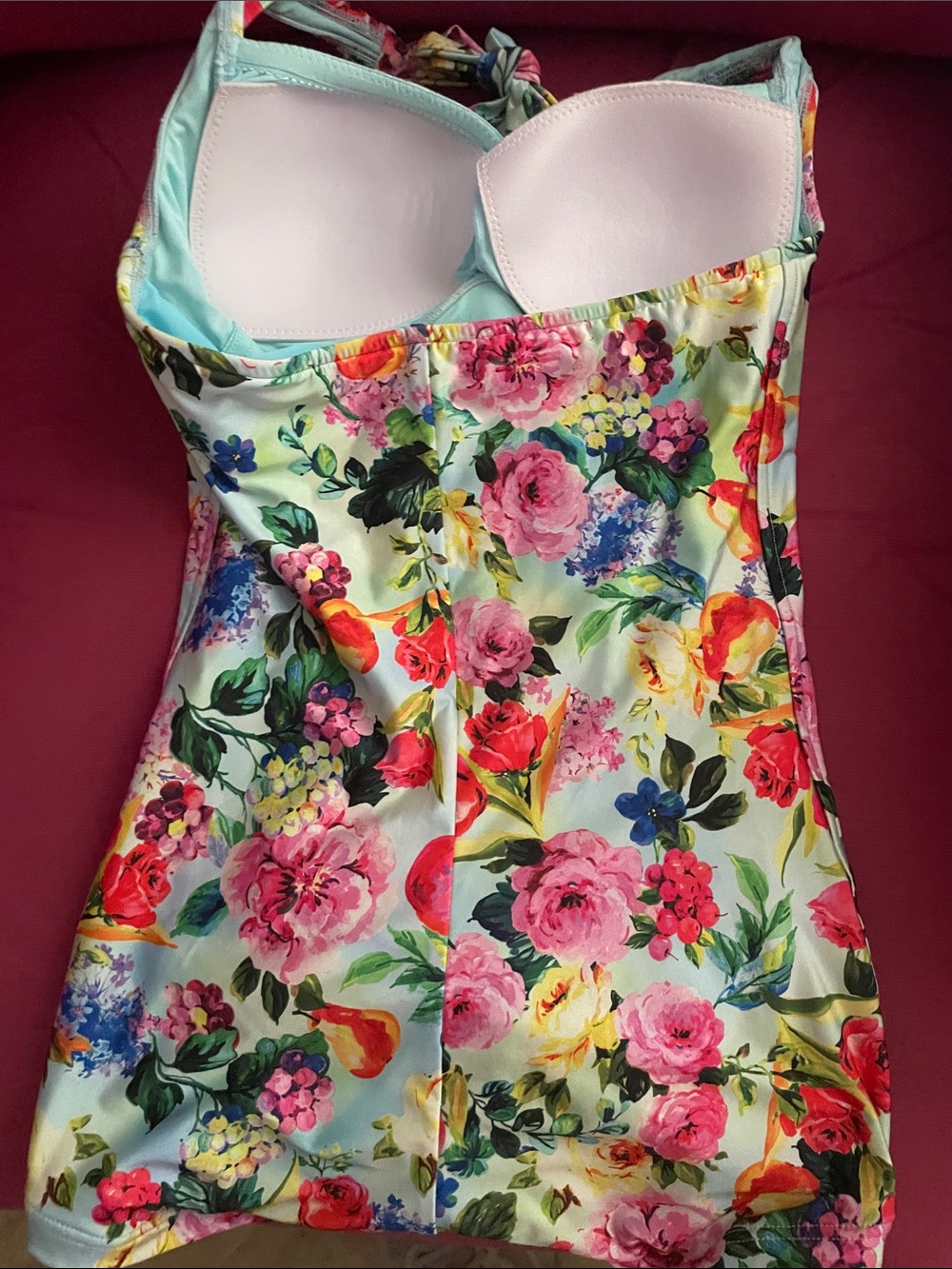 Floral Halter One-Piece Swimsuit - Pink Multicolor - Picture 3 of 4
